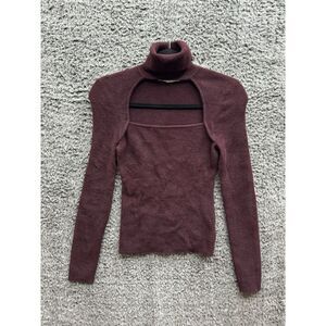 Astr Izabella Ribbed Knit Sweater Long Sleeves in Wine Size M‎